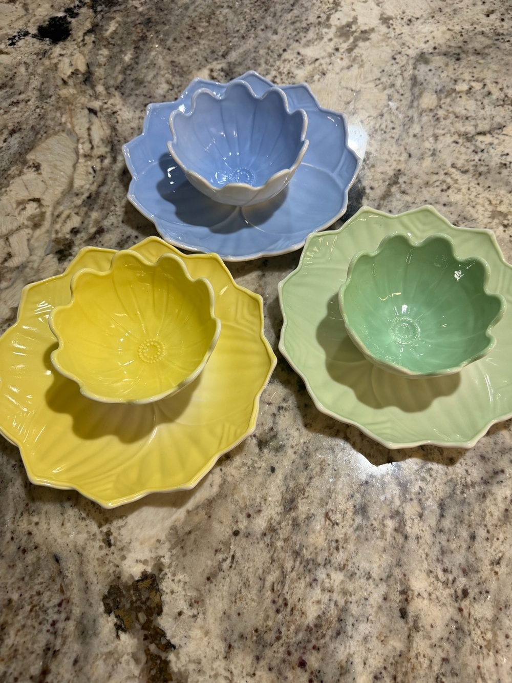 Pastel Flower Plates & Bowls Set of 10, Floral Petal Dinnerware, Cottagecore
